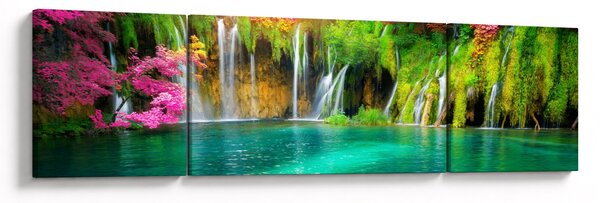 Obraz - Wodospad, Jeziora Plitwickie, Chorwacja (170x50 cm)