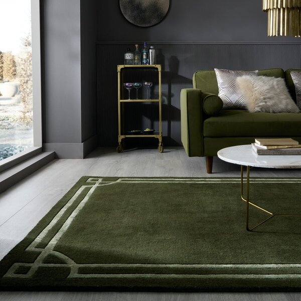 Ciemnozielony wełniany dywan tkany ręcznie 160x230 cm Gatsby – Flair Rugs