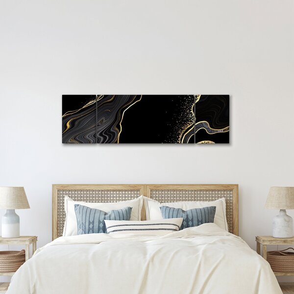 Obraz - Czarno - złoty marmur (170x50 cm)