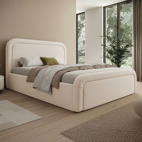 MebleMWM Łóżko tapicerowane z pojemnikiem SFG0154 | 180x200 | Boucle | Cream #33