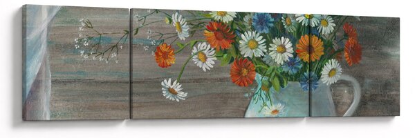 Obraz - Kwiaty polne, obraz olejny (170x50 cm)