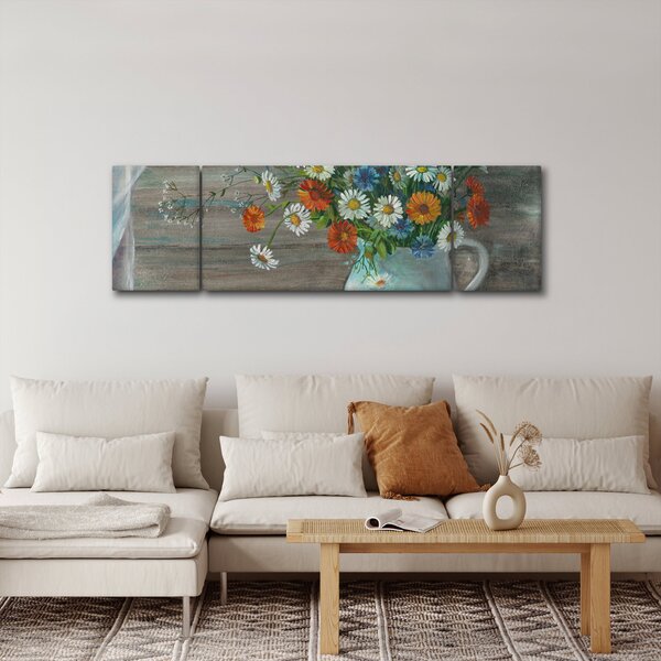 Obraz - Kwiaty polne, obraz olejny (170x50 cm)