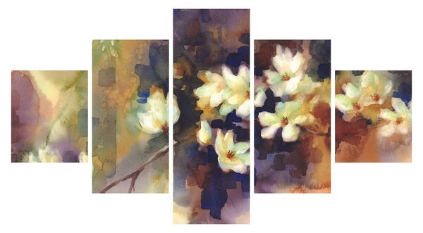 Obraz - Białe magnolie, malarstwo (125x70 cm)