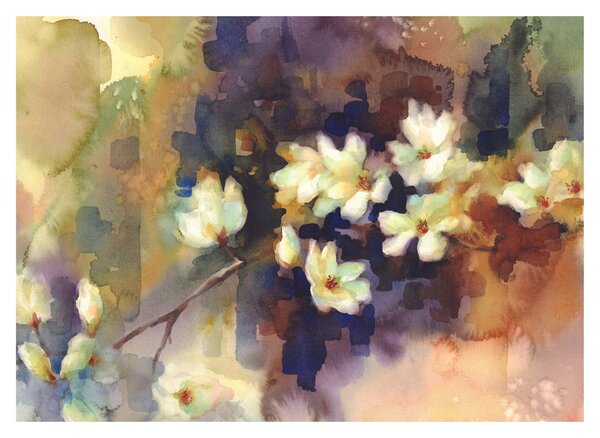 Obraz - Białe magnolie, malarstwo (70x50 cm)