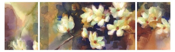 Obraz - Białe magnolie, malarstwo (170x50 cm)