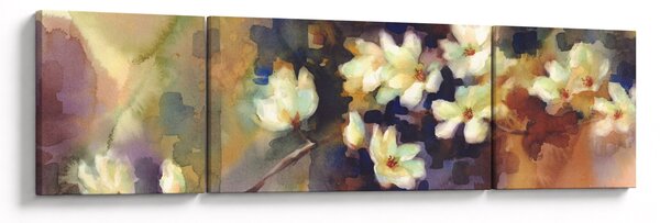 Obraz - Białe magnolie, malarstwo (170x50 cm)