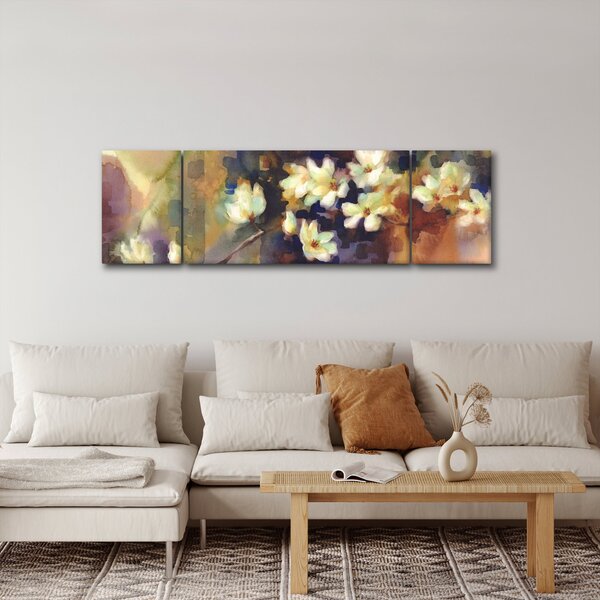 Obraz - Białe magnolie, malarstwo (170x50 cm)