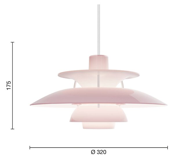 Louis Poulsen Lampa wisząca PH 5 320, możliwość ściemniania, fioletowy / różowy / bladoróżowy, salon / jadalnia, tworzywo sztuczne, design