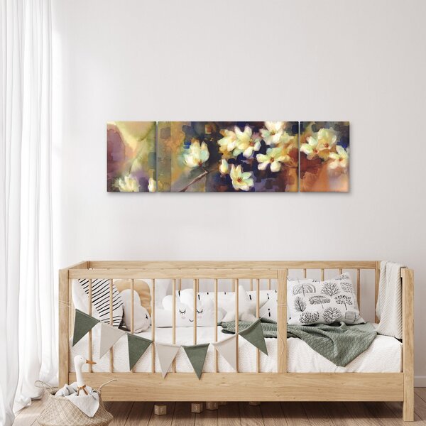 Obraz - Białe magnolie, malarstwo (170x50 cm)