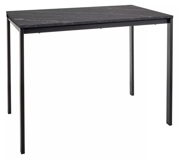 Zestaw jadalniany 1 + 4, czarny stół RAMOD 100x60 cm marmurowy dekor + zielone krzesło TURIN z czarnymi nogami