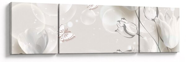 Obraz - Tulipany między bąbelkami (170x50 cm)