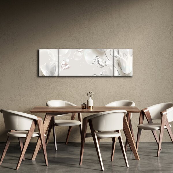 Obraz - Tulipany między bąbelkami (170x50 cm)