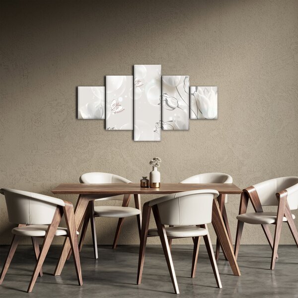Obraz - Tulipany między bąbelkami (125x70 cm)