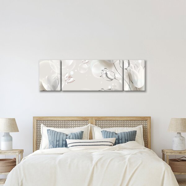 Obraz - Tulipany między bąbelkami (170x50 cm)