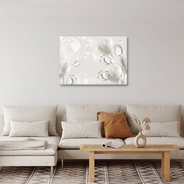 Obraz - Tulipany między bąbelkami (70x50 cm)