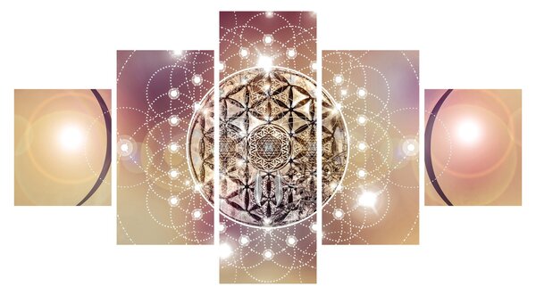 Obraz - Mandala z elementami (125x70 cm)