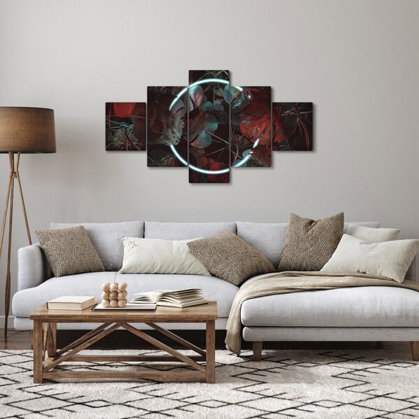 Obraz - Neonowe koło między palmami (125x70 cm)