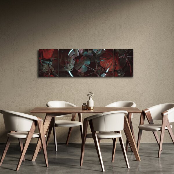 Obraz - Neonowe koło między palmami (170x50 cm)