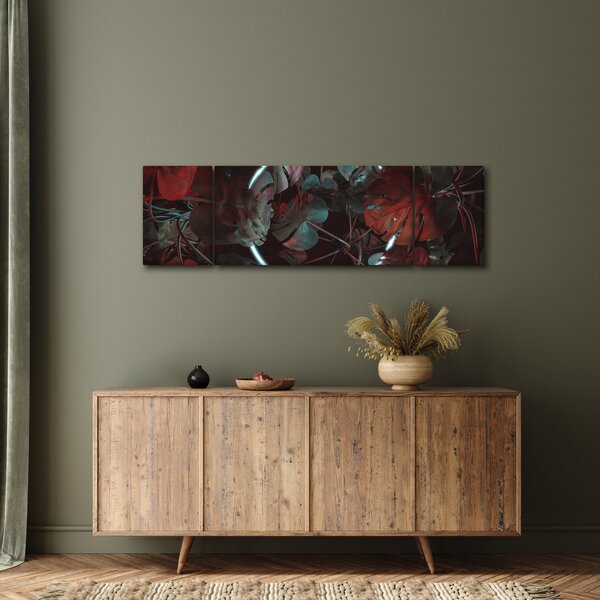 Obraz - Neonowe koło między palmami (170x50 cm)