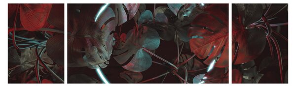 Obraz - Neonowe koło między palmami (170x50 cm)