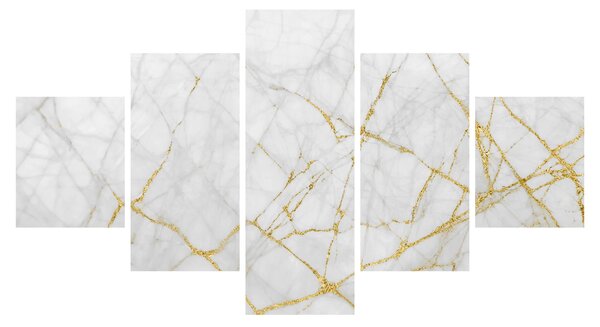 Obraz - Biało - złoty marmur (125x70 cm)
