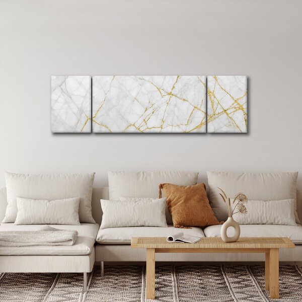 Obraz - Biało - złoty marmur (170x50 cm)