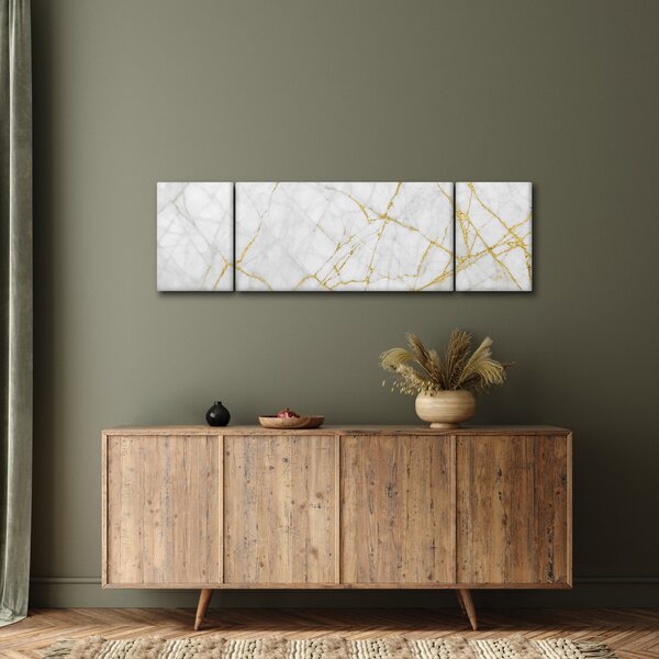 Obraz - Biało - złoty marmur (170x50 cm)