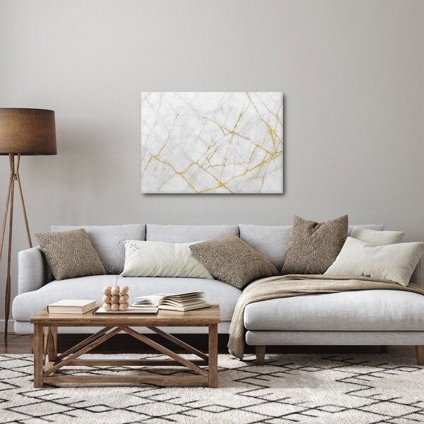 Obraz - Biało - złoty marmur (70x50 cm)