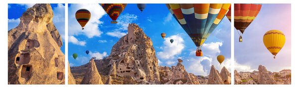 Obraz - Balony na ogrzane powietrze, Kapadocja, Turcja. (170x50 cm)