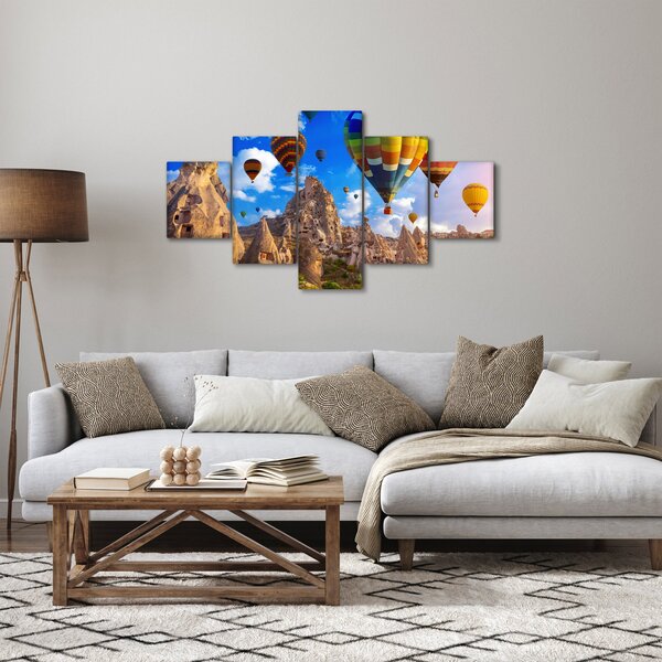 Obraz - Balony na ogrzane powietrze, Kapadocja, Turcja. (125x70 cm)