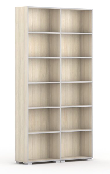 Biblioteka SILVER LINE, 2 kolumny, 2230 x 1200 x 400 mm, dąb naturalny