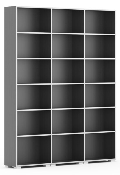 Biblioteka SILVER LINE, 3 kolumny, 2230 x 1800 x 400 mm, grafit