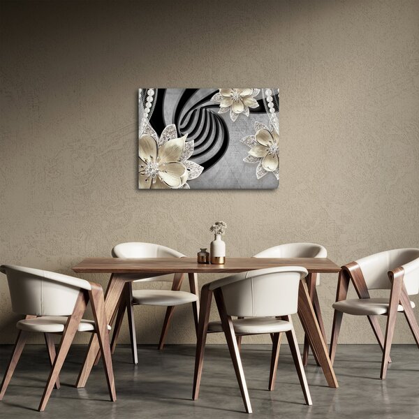 Obraz - 3D złote kwiaty (70x50 cm)
