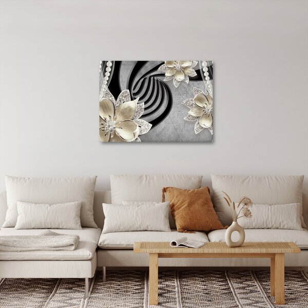Obraz - 3D złote kwiaty (70x50 cm)