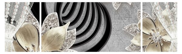 Obraz - 3D złote kwiaty (170x50 cm)
