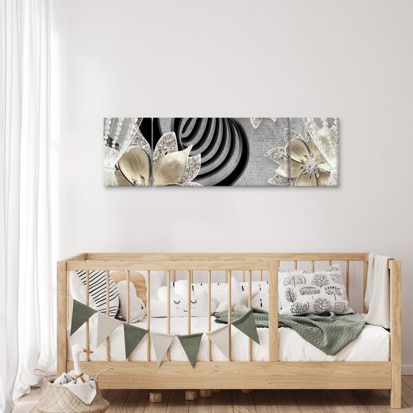 Obraz - 3D złote kwiaty (170x50 cm)
