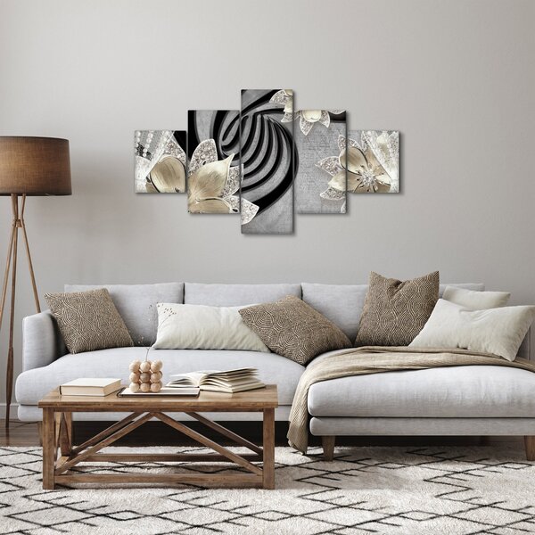 Obraz - 3D złote kwiaty (125x70 cm)