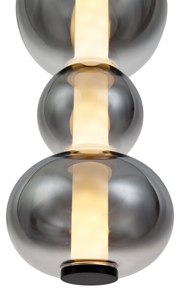 Lampa wisząca Art Deco czarna z przydymionym i przezroczystym szkłem 3-źródłowa z LED - Lizzy