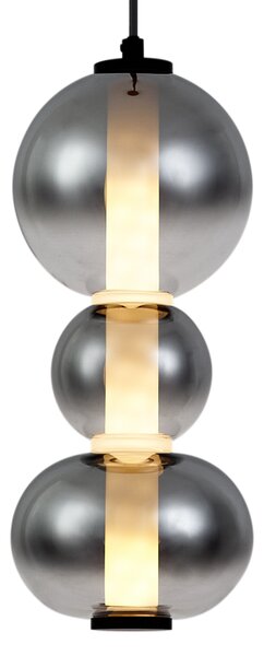 Lampa wisząca Art Deco czarna z przydymionym i przezroczystym szkłem 3-źródłowa z LED - Lizzy