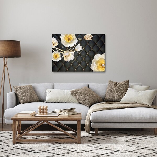 Obraz białych kwiatów róży (70x50 cm)