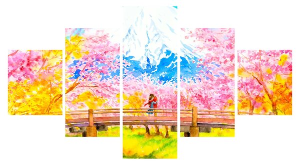 Obraz - Malowana para, akwarela (125x70 cm)