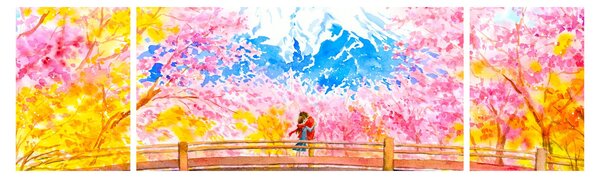 Obraz - Malowana para, akwarela (170x50 cm)