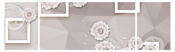 Obraz z beżowymi kwiatami (170x50 cm)
