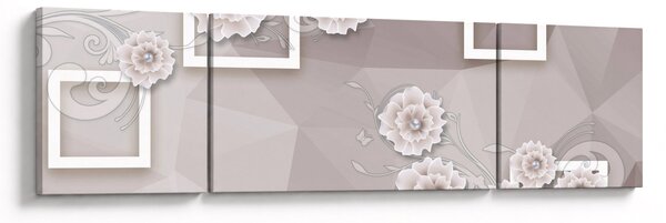 Obraz z beżowymi kwiatami (170x50 cm)