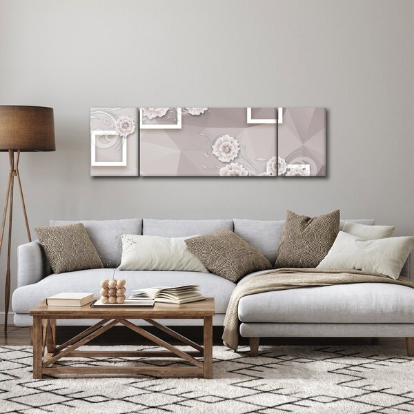 Obraz z beżowymi kwiatami (170x50 cm)