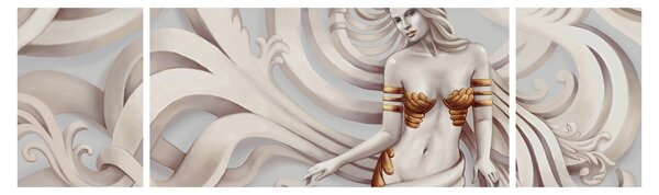 Obraz bogini z motywem kwiatowym (170x50 cm)