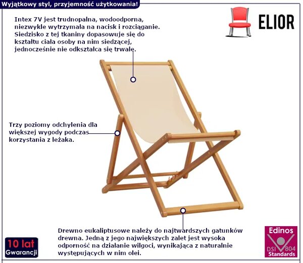 Składany leżak na plażę w kolorze beżowym P1-L00