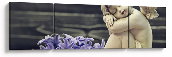 Obraz anioła z kwiatem (170x50 cm)