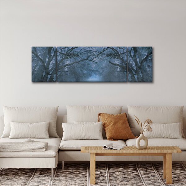 Obraz lasu we mgle (170x50 cm)