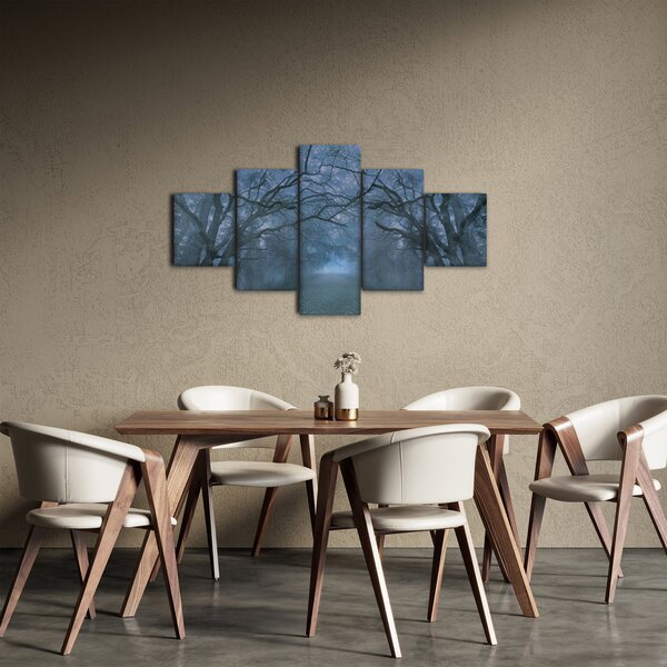 Obraz lasu we mgle (125x70 cm)